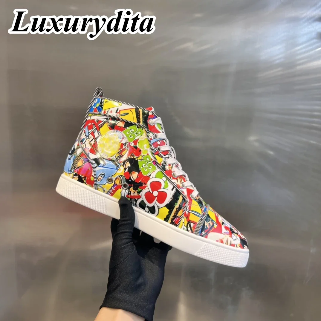 Top Quality Womens Trendy Casual Sneakers Luxury Mens Real Leather Tennis Shoes Designr Red Sole Tide Lovers Rivet Shoes HJ0609
Top Quality Womens Trendy Casual Sneakers Luxury Mens Real Leather Tennis Shoes Designr Red Sole Tide Lovers Rivet Shoes HJ0609