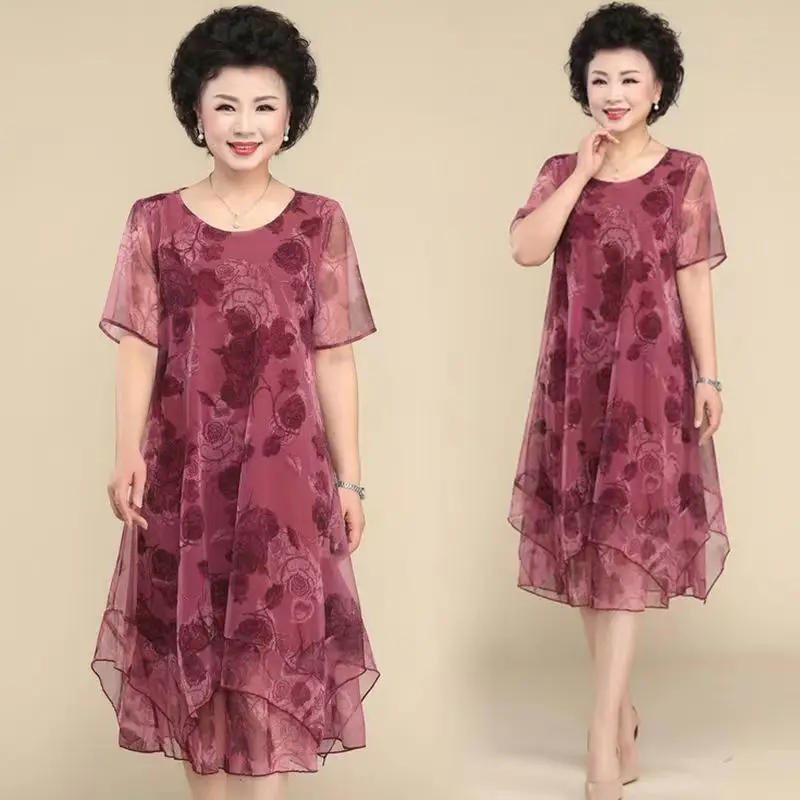 Summer New Chiffon Dress Elegant Plus Size Dress for Middle Aged Women Fashion Mom Outfit for 40-50 Years Old
Summer New Chiffon Dress Elegant Plus Size Dress for Middle Aged Women Fashion Mom Outfit for 40-50 Years Old
