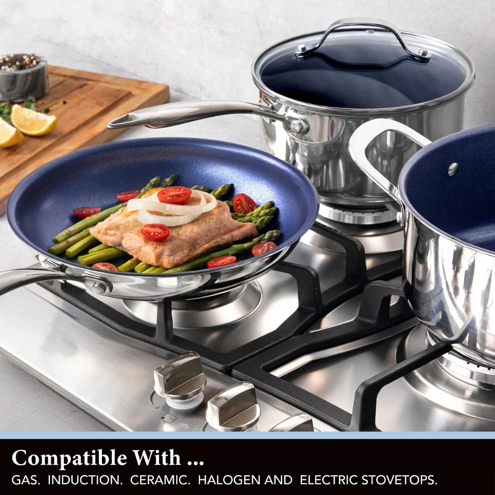 Granitestone Stainless Steel 10” & 11” Frying Pans, Nonstick Frying Pan Set, Ultra-Premium Triple Layer Pro Stainless Steel Skil
Granitestone Stainless Steel 10” & 11” Frying Pans, Nonstick Frying Pan Set, Ultra-Premium Triple Layer Pro Stainless Steel Skil