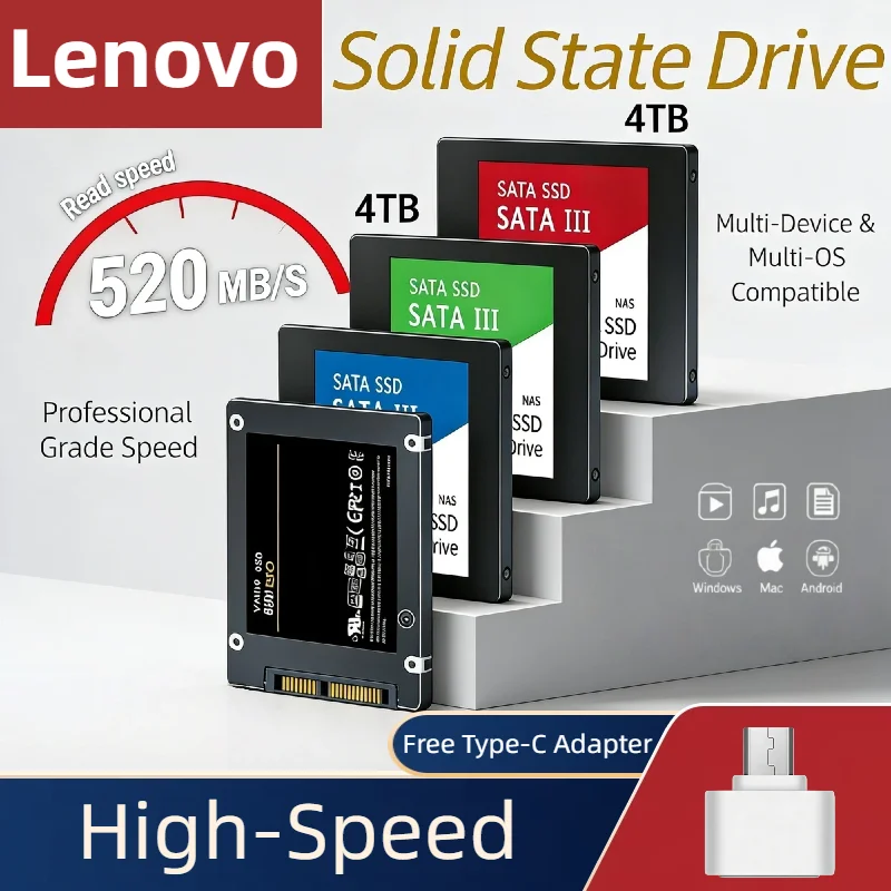USB 3.2 Gen 2 Lenovo 4TB External SSD 1050MB/s NVMe Type-C Portable Solid State Drive High Speed Hard Disk For Gaming Laptop PS5
USB 3.2 Gen 2 Lenovo 4TB External SSD 1050MB/s NVMe Type-C Portable Solid State Drive High Speed Hard Disk For Gaming Laptop PS5