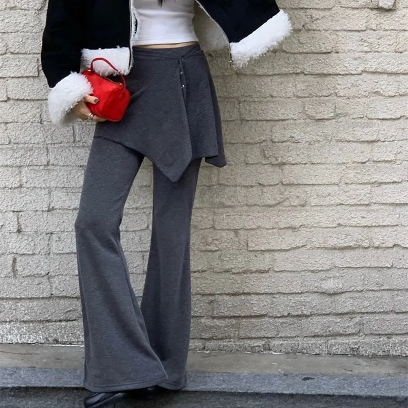 Женский комплект из двух предметов: брюки-клеш с высокой талией и эластичной резинкой, повседневные однотонные брюки-юбка, весна-осень, новинка в корейском стиле
Женский комплект из двух предметов: брюки-клеш с высокой талией и эластичной резинкой, повседневные однотонные брюки-юбка, весна-осень, новинка в корейском стиле