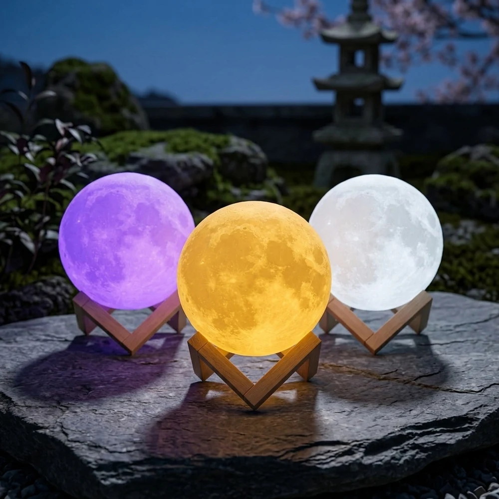 10cm 3D Printed LED Moon Lamp Color-changing Night Light Battery Powered Decorative Light with Wooden Stand for Bedroom Living R
10cm 3D Printed LED Moon Lamp Color-changing Night Light Battery Powered Decorative Light with Wooden Stand for Bedroom Living R
