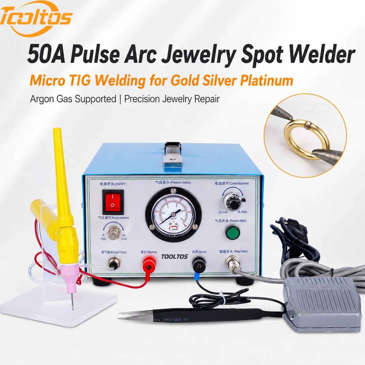 TOOLTOS 50A Pulse Arc Jewelry Spot Welder Micro TIG Welding Machine for Gold Silver Platinum and Permanent Jewelry
TOOLTOS 50A Pulse Arc Jewelry Spot Welder Micro TIG Welding Machine for Gold Silver Platinum and Permanent Jewelry