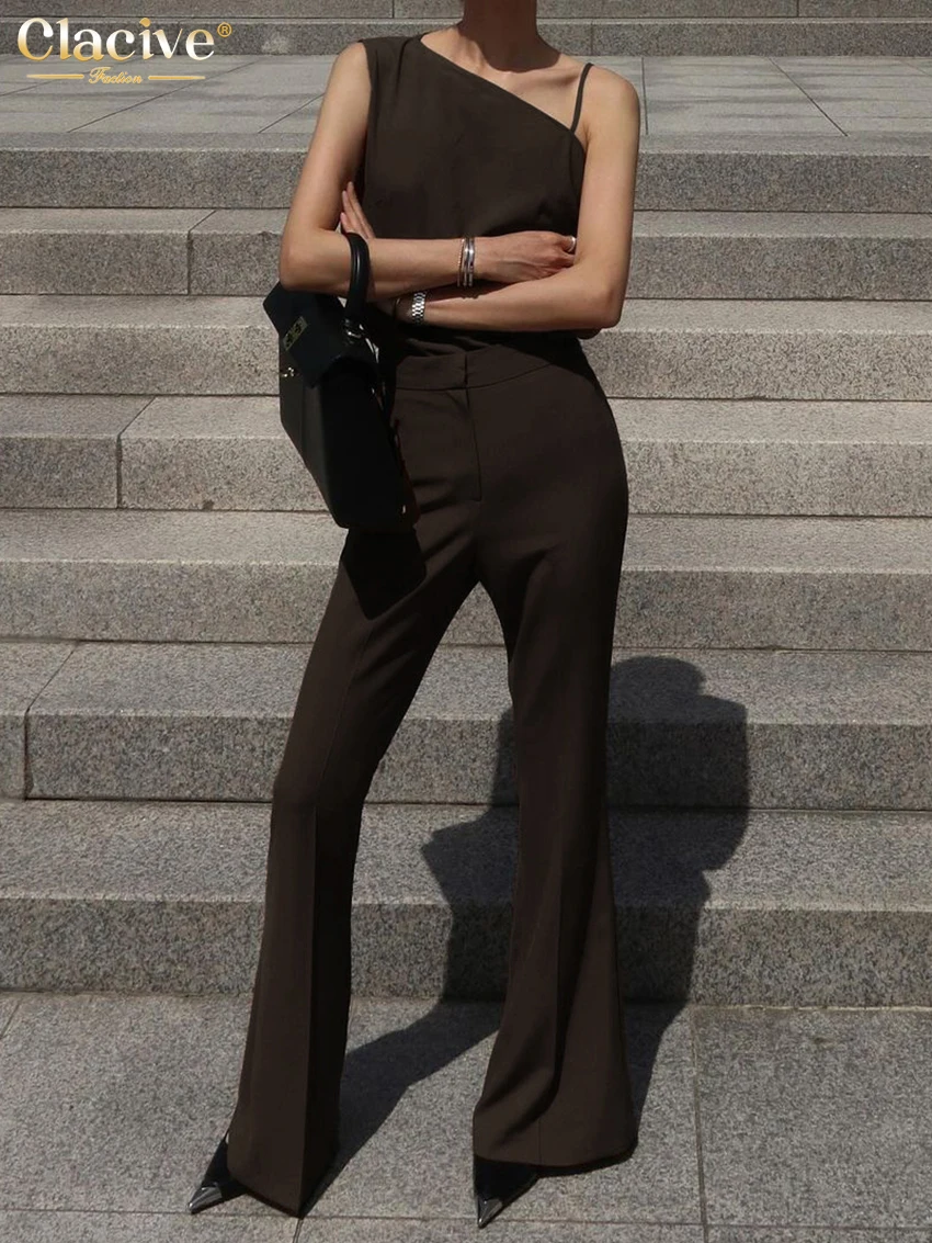 Clacive Summer Slim Brown Women's Two Pieces Set 2025 Fashion Sleeveless Tank Top With High Waist Wide Pants Set Streetwear
Clacive Summer Slim Brown Women's Two Pieces Set 2025 Fashion Sleeveless Tank Top With High Waist Wide Pants Set Streetwear