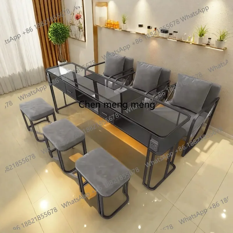 Black Manicure Table and Chair Set Glass Top Fashion Single Double Triple Light Luxury Mesas Manicuristas Commercial Furniture
Black Manicure Table and Chair Set Glass Top Fashion Single Double Triple Light Luxury Mesas Manicuristas Commercial Furniture