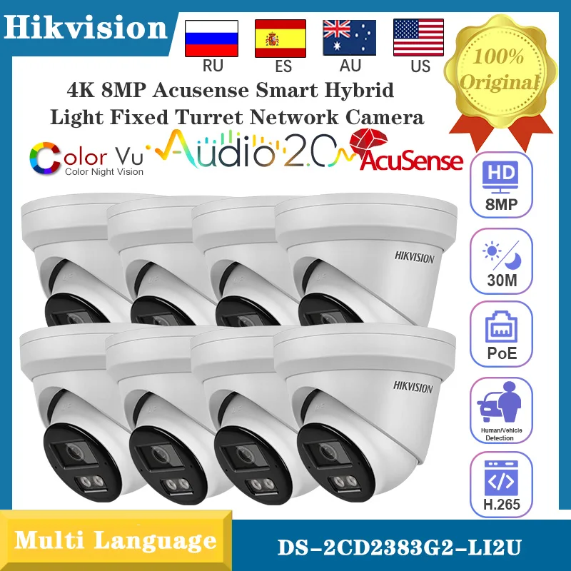 8 шт. Hikvision DS-2CD2383G2-LI2U 4K 8MP POE Smart Hybrid Light Fixed Turret Network IP-камера со встроенным двойным микрофоном для видеонаблюдения
8 шт. Hikvision DS-2CD2383G2-LI2U 4K 8MP POE Smart Hybrid Light Fixed Turret Network IP-камера со встроенным двойным микрофоном для видеонаблюдения