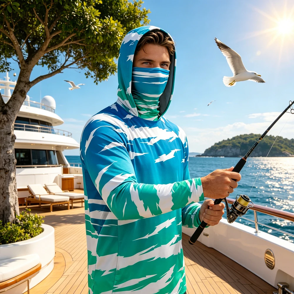Men Fishing Long Sleeve Hoodie With Face Mask UV Protection Quick Dry Breathable Lightweight Shirt Top Wear for Fishing Camping
Men Fishing Long Sleeve Hoodie With Face Mask UV Protection Quick Dry Breathable Lightweight Shirt Top Wear for Fishing Camping