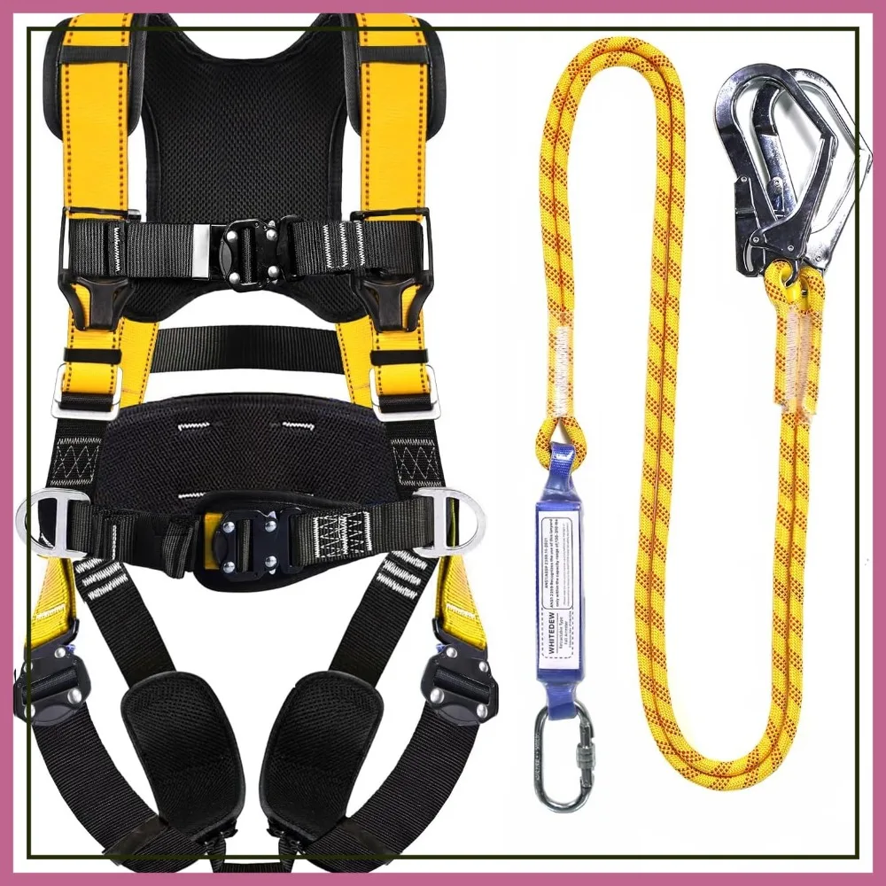 Safety Harness with Shock Absorbing Lanyard, Vented & Padded Shoulder, Legs & Back - 4 Quick Buckles
Safety Harness with Shock Absorbing Lanyard, Vented & Padded Shoulder, Legs & Back - 4 Quick Buckles