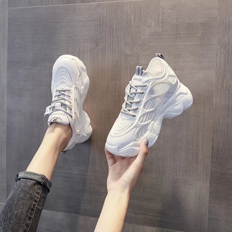 White Mesh Chunky Sneakers For Women Breathable Upper Lace Up Design Round Toe Non Slip Thick Sole Casual Sports Shoes Trendy St
White Mesh Chunky Sneakers For Women Breathable Upper Lace Up Design Round Toe Non Slip Thick Sole Casual Sports Shoes Trendy St