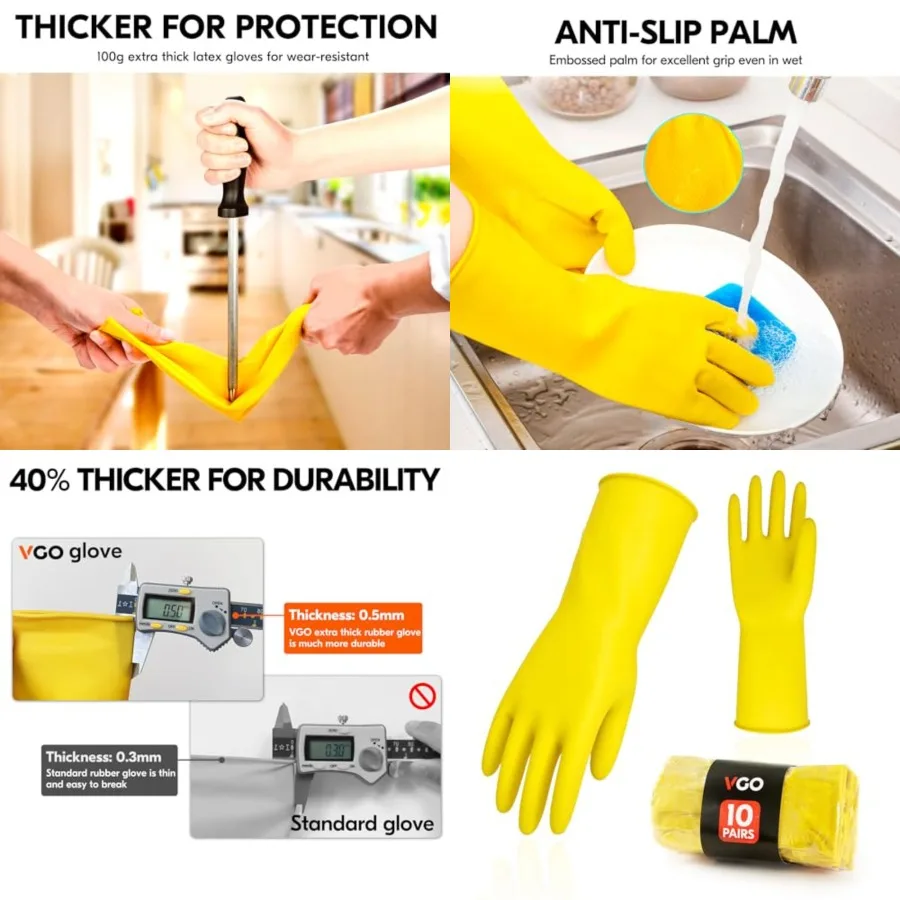 Reusable Household Gloves, Rubber Dishwashing gloves, Extra Thickness, Long Sleeves, Kitchen Cleaning, Working, Painting, Garde
Reusable Household Gloves, Rubber Dishwashing gloves, Extra Thickness, Long Sleeves, Kitchen Cleaning, Working, Painting, Garde