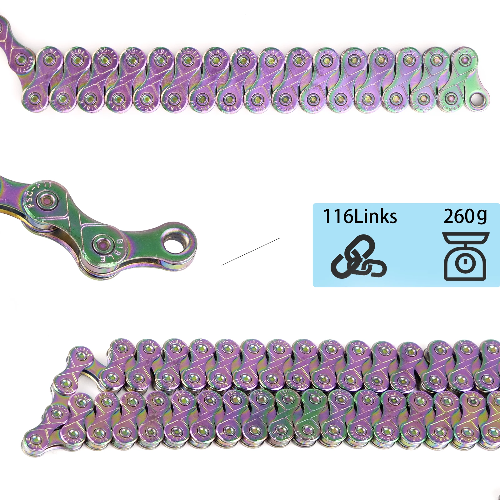 9/10 Speed Rainbow Bicycle Chain 116 Links Ultralight Bike Chain with Quick Link Buckle for MTB BMX Road Bike
9/10 Speed Rainbow Bicycle Chain 116 Links Ultralight Bike Chain with Quick Link Buckle for MTB BMX Road Bike
