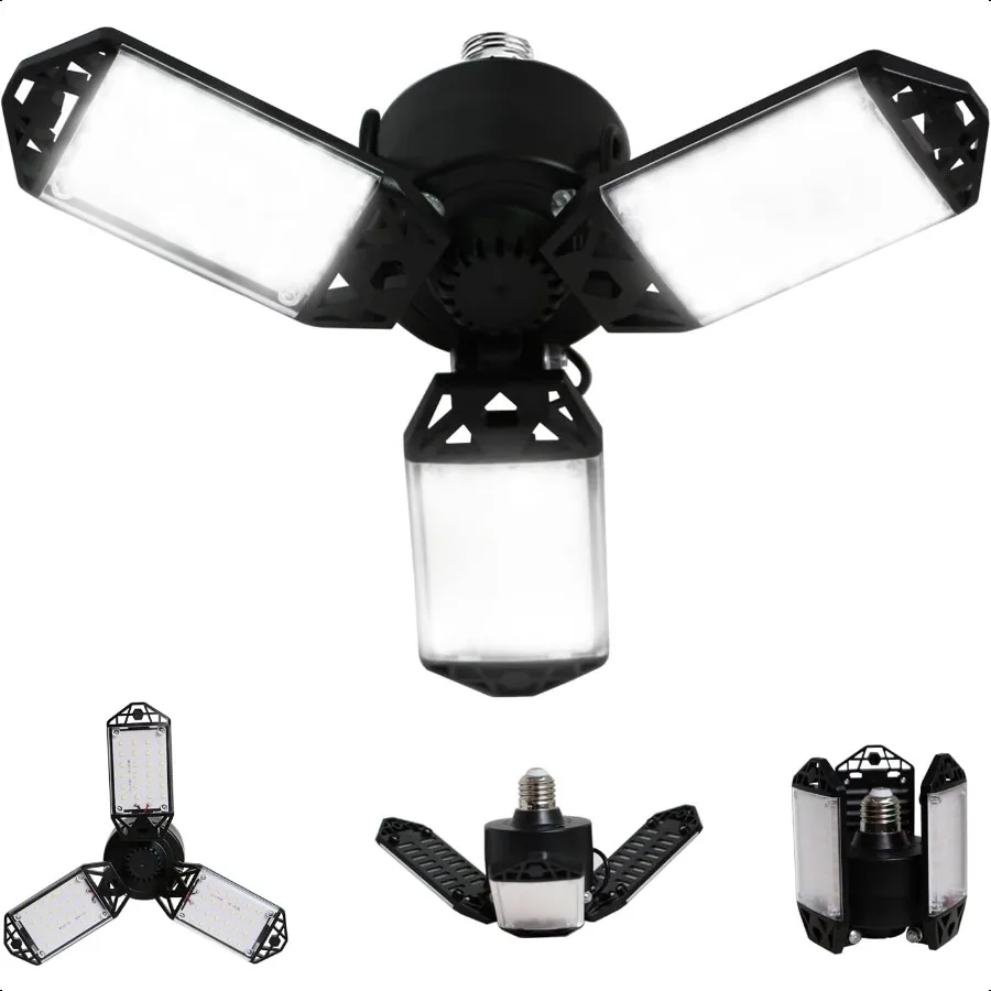 LED Garage Light 80W 8000 Lumen Ceiling Lights with 3 Adjustable Panels 6500K Daylight Light Bulb Fixture LED Lights for Garage
LED Garage Light 80W 8000 Lumen Ceiling Lights with 3 Adjustable Panels 6500K Daylight Light Bulb Fixture LED Lights for Garage