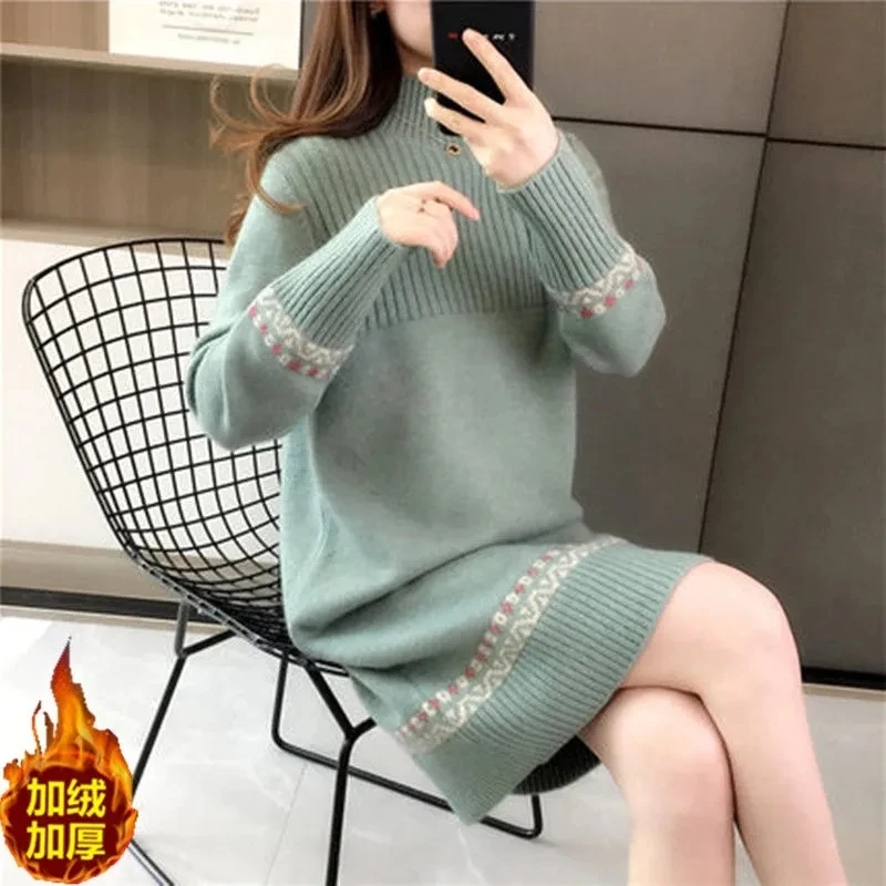 2024 New Autumn Winter Half High Neck Knitted Sweater Womens Chic Sweater Dress Women Long Sleeve Pullovers Sweater Jumper Dress
2024 New Autumn Winter Half High Neck Knitted Sweater Womens Chic Sweater Dress Women Long Sleeve Pullovers Sweater Jumper Dress