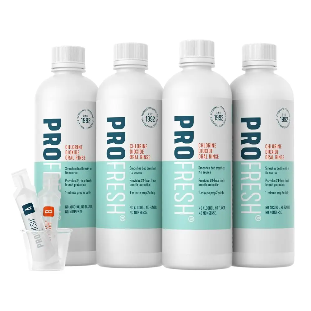 Chlorine Dioxide Mouthwash, 16.9oz (Pack of 4), 2-Month Supply, Alcohol-Free, Flavor-Free, Fights Bad Breath
Chlorine Dioxide Mouthwash, 16.9oz (Pack of 4), 2-Month Supply, Alcohol-Free, Flavor-Free, Fights Bad Breath