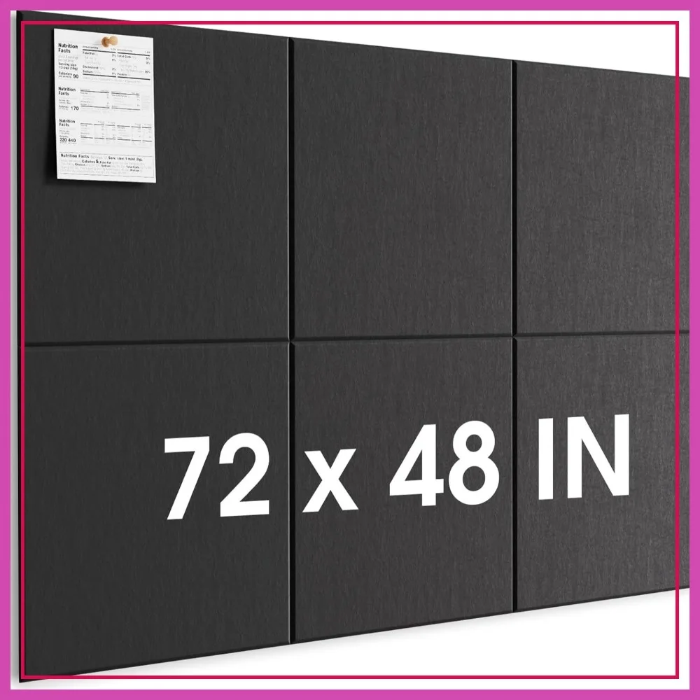 Extra Large Cork Board 72x48 inch, Black Bulletin Board, 6 Pack Felt Wall Tiles with Pushpins, Office Pin Board
Extra Large Cork Board 72x48 inch, Black Bulletin Board, 6 Pack Felt Wall Tiles with Pushpins, Office Pin Board