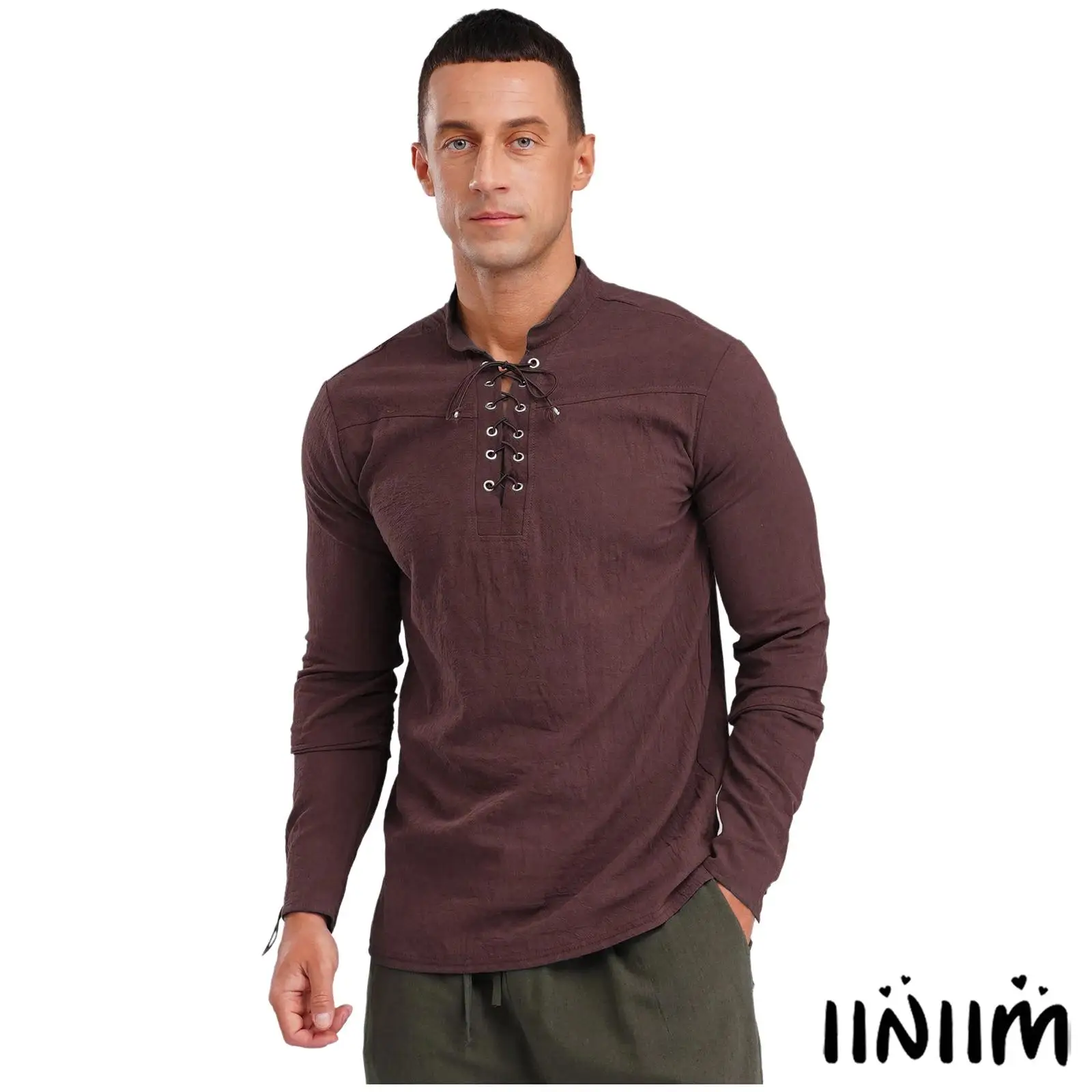 Mens Pure Cotton Pirate Shirt V-Neck Lace-Up Long Sleeve Plain Color Top Loose Shirt Halloween Medieval Cosplay Party Costume
Mens Pure Cotton Pirate Shirt V-Neck Lace-Up Long Sleeve Plain Color Top Loose Shirt Halloween Medieval Cosplay Party Costume