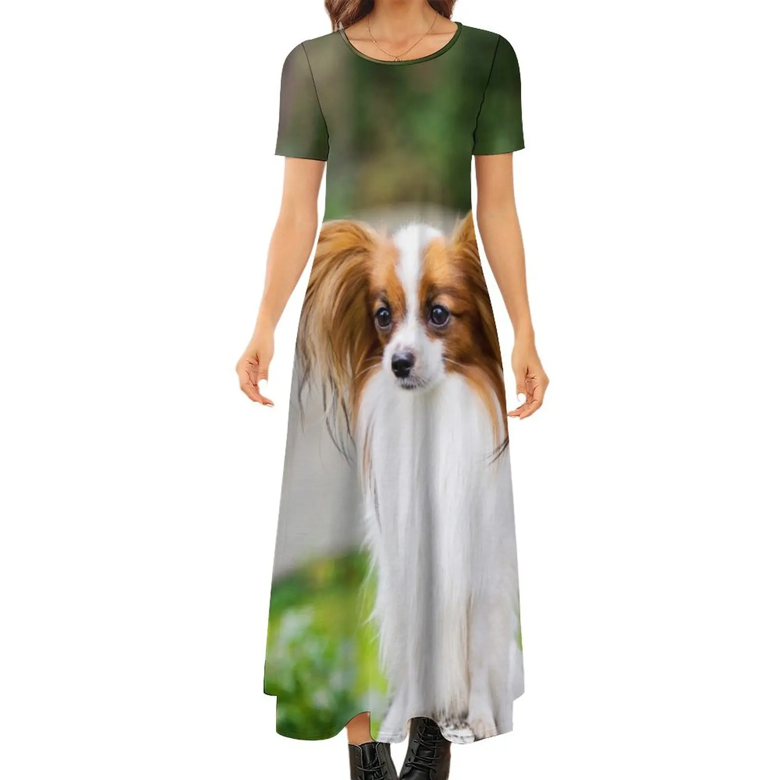 Portrait of a papillon purebreed dog Round Neck Short Sleeve Dress elegant dresses for women dress women summer
Portrait of a papillon purebreed dog Round Neck Short Sleeve Dress elegant dresses for women dress women summer