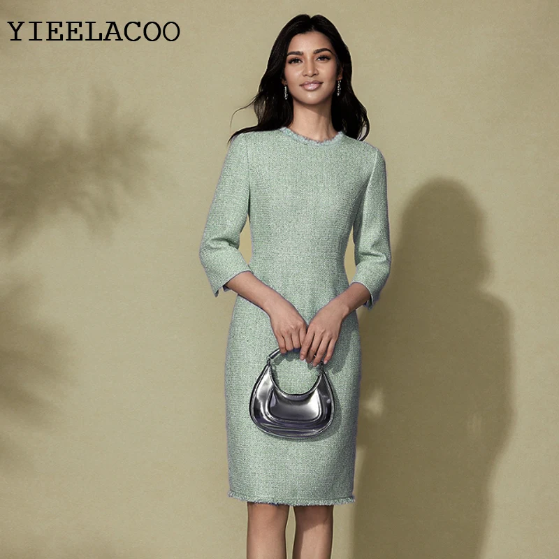 Green Tweed Dress 2026 autumn / Winter women's dress tassel slim one-piece Ladies Classic bottoming dress
Green Tweed Dress 2026 autumn / Winter women's dress tassel slim one-piece Ladies Classic bottoming dress