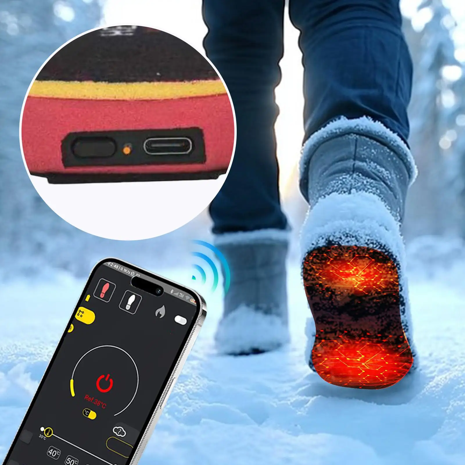 Heated Insoles App Control Rechargeable Foot Warmer Boot Inserts Electric Heated Insoles for Fishing Cycling Skiing Camping
Heated Insoles App Control Rechargeable Foot Warmer Boot Inserts Electric Heated Insoles for Fishing Cycling Skiing Camping