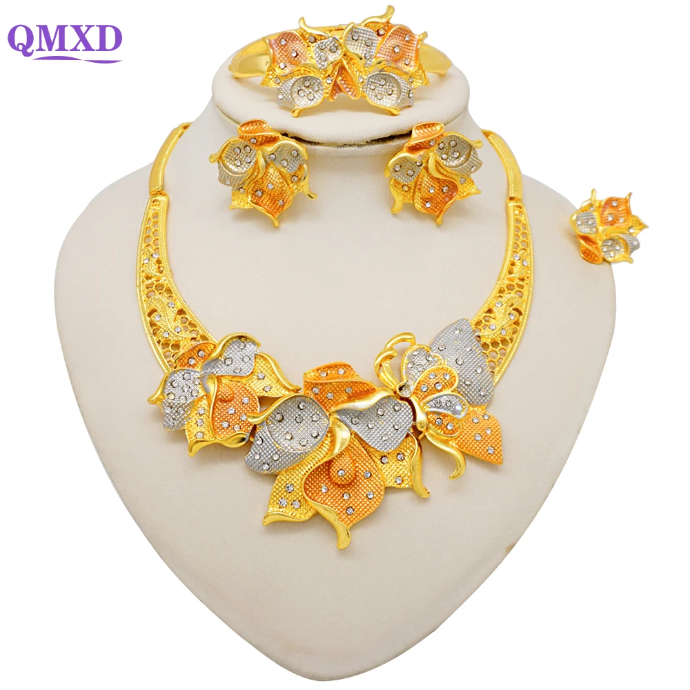 Fine Flowers Jewelry Sets For Women Dubai African Wedding Bracelet Necklace Earrings Ring Set Romantic Sets African Necklace
Fine Flowers Jewelry Sets For Women Dubai African Wedding Bracelet Necklace Earrings Ring Set Romantic Sets African Necklace