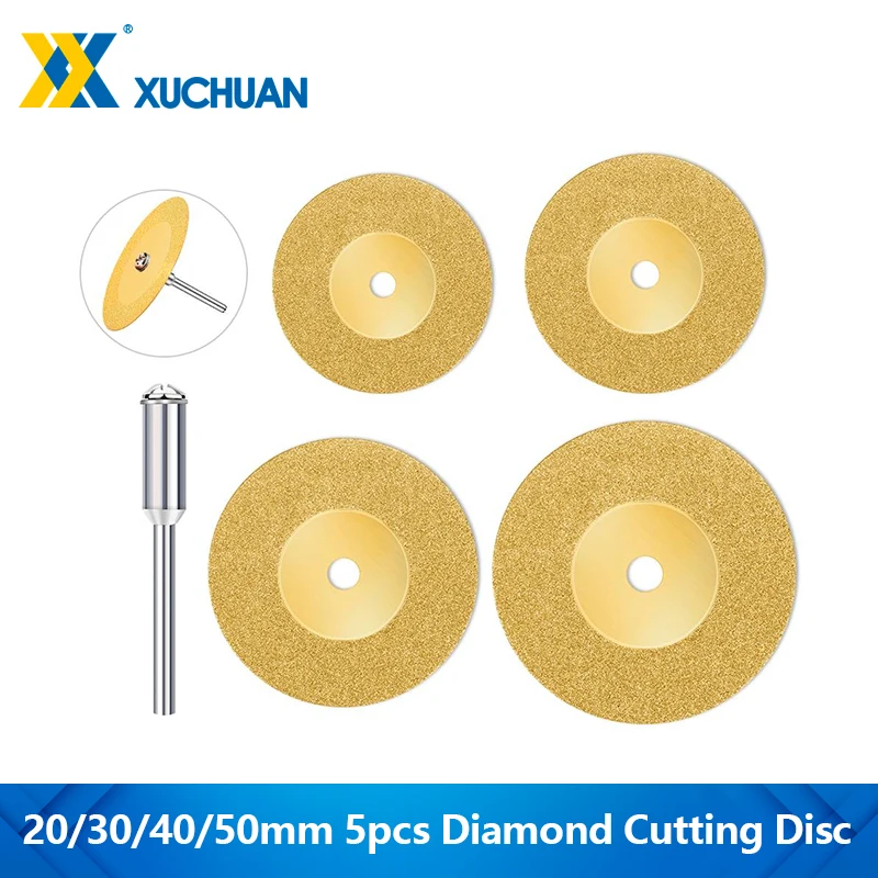 5pcs Diamond Cutting Disc Set 20/30/40/50mm TiN Coated Circular Saw Blade for Rotary Tool Cutting Gemstone Glass Ceramic
5pcs Diamond Cutting Disc Set 20/30/40/50mm TiN Coated Circular Saw Blade for Rotary Tool Cutting Gemstone Glass Ceramic