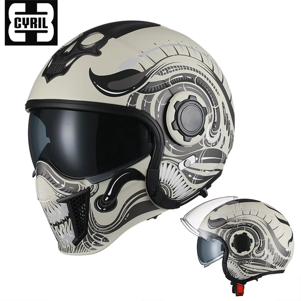 High Quality CYRIL Motorcycle Helmet Vintage Modular Full Face Helmets Personalised Motocross Racing Half Face Capacete Moto DOT
High Quality CYRIL Motorcycle Helmet Vintage Modular Full Face Helmets Personalised Motocross Racing Half Face Capacete Moto DOT