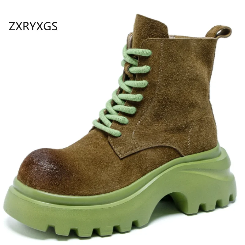 ZXRYXGS Cross Strap Side Zipper Head Layer Cowhide Leather Boots Thick Soled Height Increasing Boots 2026 New Women Trendy Boots
ZXRYXGS Cross Strap Side Zipper Head Layer Cowhide Leather Boots Thick Soled Height Increasing Boots 2026 New Women Trendy Boots