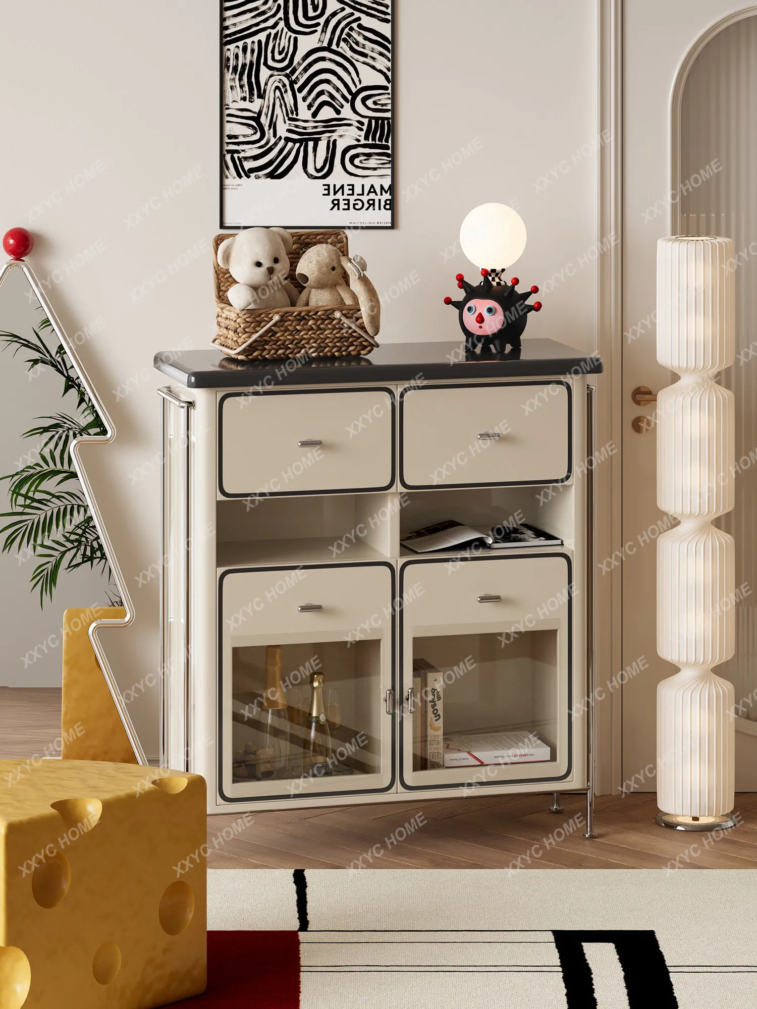 A Cream windshield home living room decoration cabinet wall storage cabinet
A Cream windshield home living room decoration cabinet wall storage cabinet