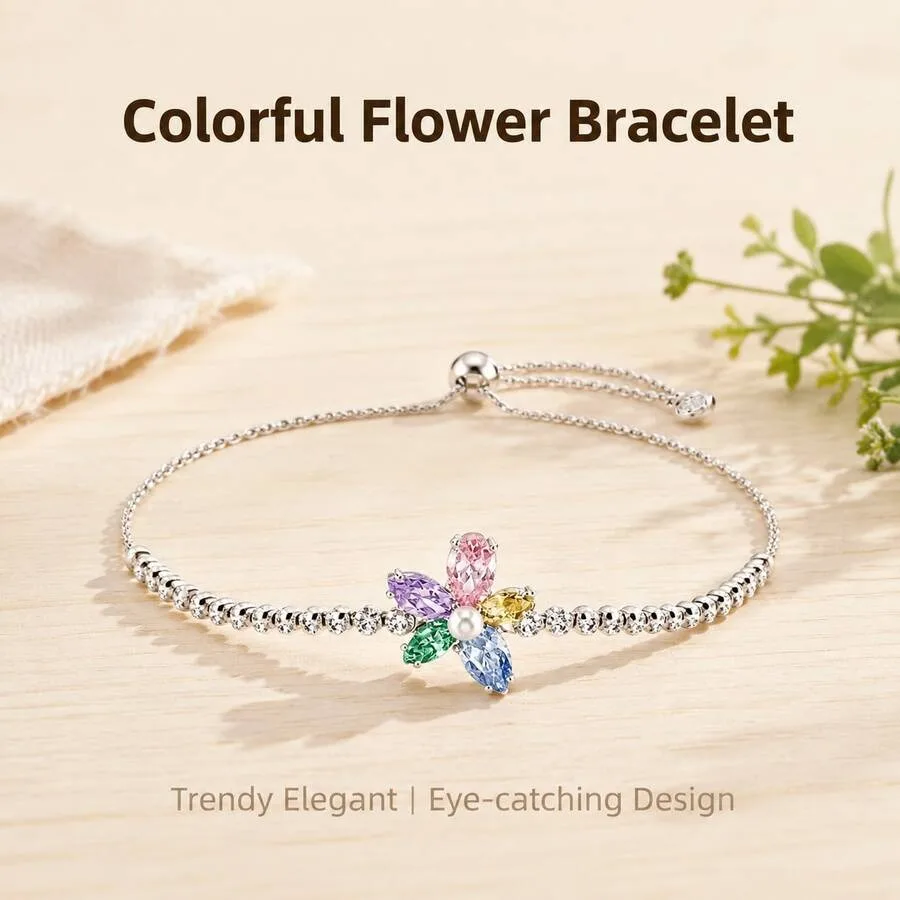Five‑Petal Flower Beaded Bracelet, Colorful Gem‑Style Stone Dainty Daily Wear Accessory
Five‑Petal Flower Beaded Bracelet, Colorful Gem‑Style Stone Dainty Daily Wear Accessory