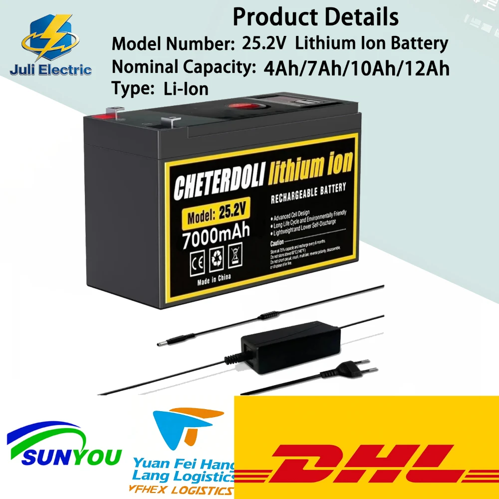 Rechargeable 25.2V Lithium Battery Pack for 24V Kids Electric Cars and Emergency Lights JULI 7Ah 10Ah 12Ah Bms Lifepo4
Rechargeable 25.2V Lithium Battery Pack for 24V Kids Electric Cars and Emergency Lights JULI 7Ah 10Ah 12Ah Bms Lifepo4