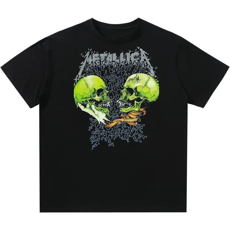 Band Pattern Printed Vintage Rock Skull American Retro Short-sleeved T-shirt for Both Men and Women From The High Street
Band Pattern Printed Vintage Rock Skull American Retro Short-sleeved T-shirt for Both Men and Women From The High Street