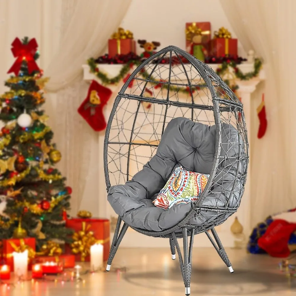 Outdoor Patio Wicker Egg Chair Oversived Indoor Basket Rattan Chair with Stand,4''Cushion 410bls Capacity for Backyard Balcony B
Outdoor Patio Wicker Egg Chair Oversived Indoor Basket Rattan Chair with Stand,4''Cushion 410bls Capacity for Backyard Balcony B