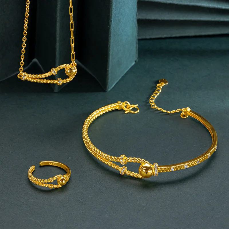 Luxury 24K 9999 Pure Gold real gold Women's Open Spring Horseshoe Buckle Diamond Bracelet Necklace Ring suit
Luxury 24K 9999 Pure Gold real gold Women's Open Spring Horseshoe Buckle Diamond Bracelet Necklace Ring suit