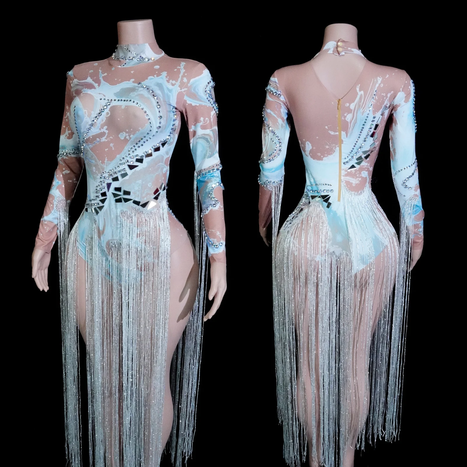 GOGO Lens Tassel Stretch Rhinestones White Leotard Stage Bodysuit Female Singer Outfit Bar Nightclub Showgirl Drag Queen Costume
GOGO Lens Tassel Stretch Rhinestones White Leotard Stage Bodysuit Female Singer Outfit Bar Nightclub Showgirl Drag Queen Costume