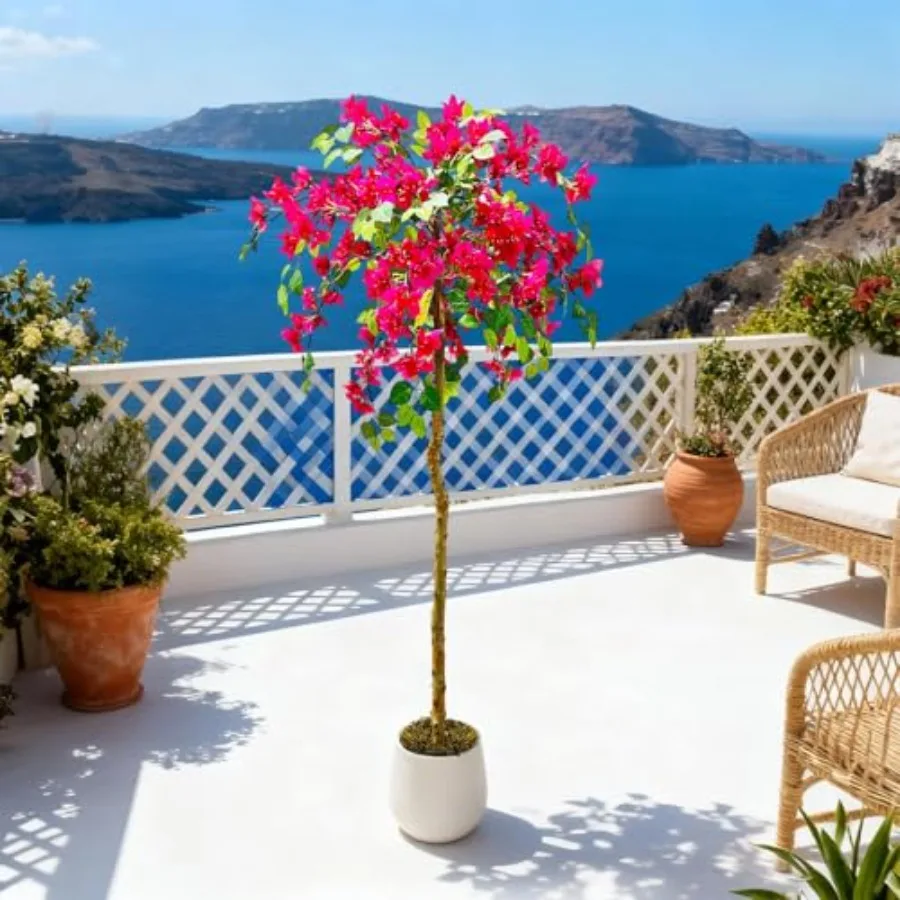 5Feet Artificial Bougainvillea Tree with Pink Flowers, Realistic Silk Faux Plant with Plastic White Flowerpot, UV Protection Fa
5Feet Artificial Bougainvillea Tree with Pink Flowers, Realistic Silk Faux Plant with Plastic White Flowerpot, UV Protection Fa