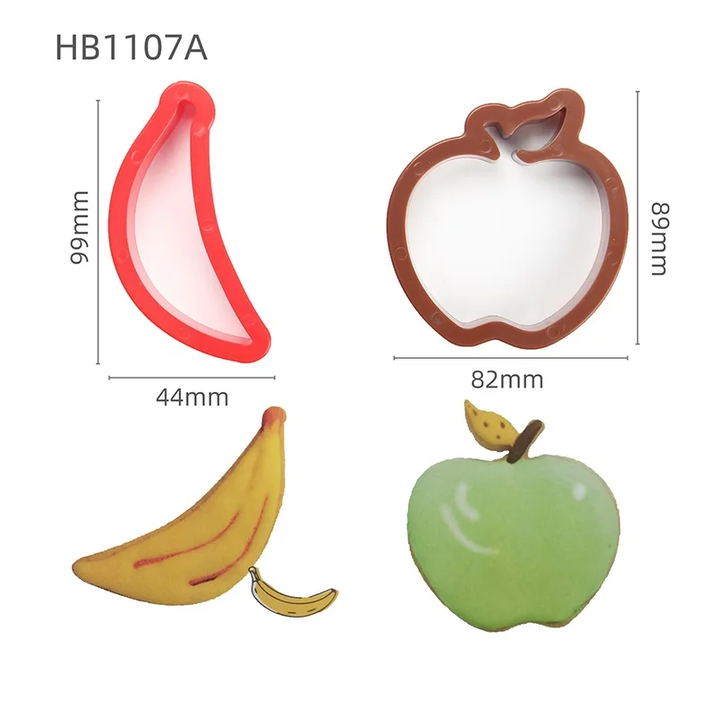 Free Shipping New Plastic 2pcs Banana and Apple Shape Cookie Cutters Biscuit Cutting Mold Set HB1107A
Free Shipping New Plastic 2pcs Banana and Apple Shape Cookie Cutters Biscuit Cutting Mold Set HB1107A