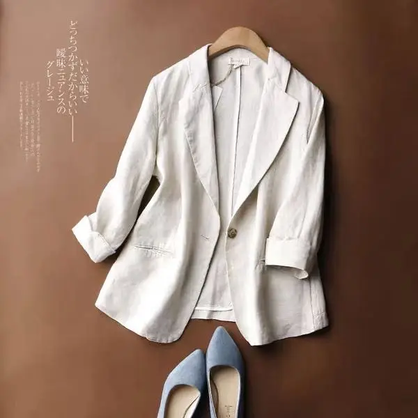 Women's Linen Blazer Loose Fit Single Button 3/4 Sleeve Lightweight Casual Suit Jacket
Women's Linen Blazer Loose Fit Single Button 3/4 Sleeve Lightweight Casual Suit Jacket