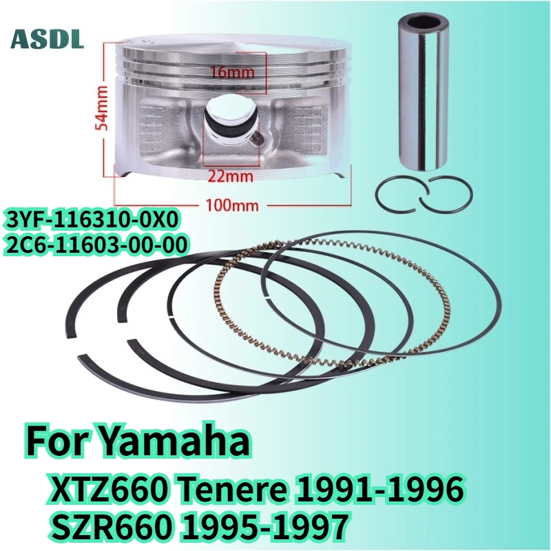 2C6-11603-00-00 Bore 100mm Motorcycle Piston and Piston Ring For Yamaha XTZ660 Tenere 1991-1996 SZR660 1995-1997 3YF-116310-0X0
2C6-11603-00-00 Bore 100mm Motorcycle Piston and Piston Ring For Yamaha XTZ660 Tenere 1991-1996 SZR660 1995-1997 3YF-116310-0X0