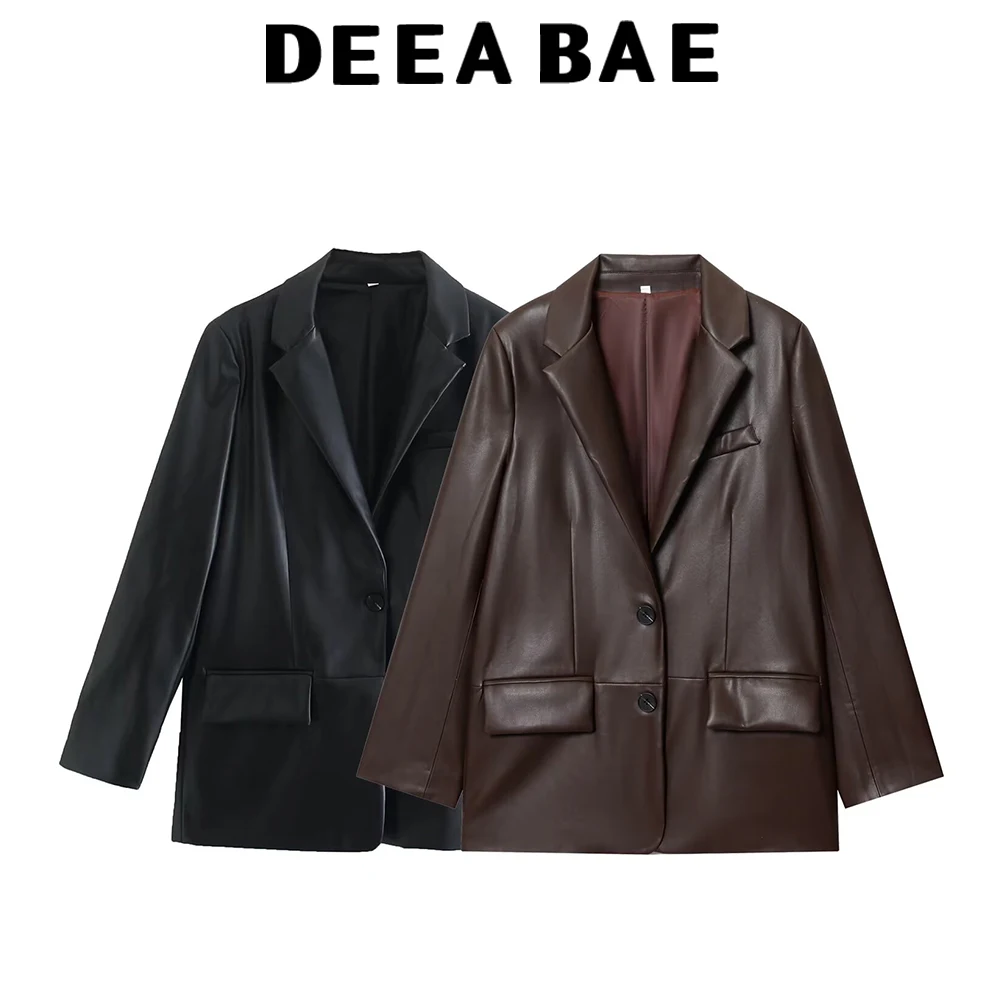 DEEABAE Autumn new women's clothing European and American style fashionable loose straight leather effect suit jacket
DEEABAE Autumn new women's clothing European and American style fashionable loose straight leather effect suit jacket