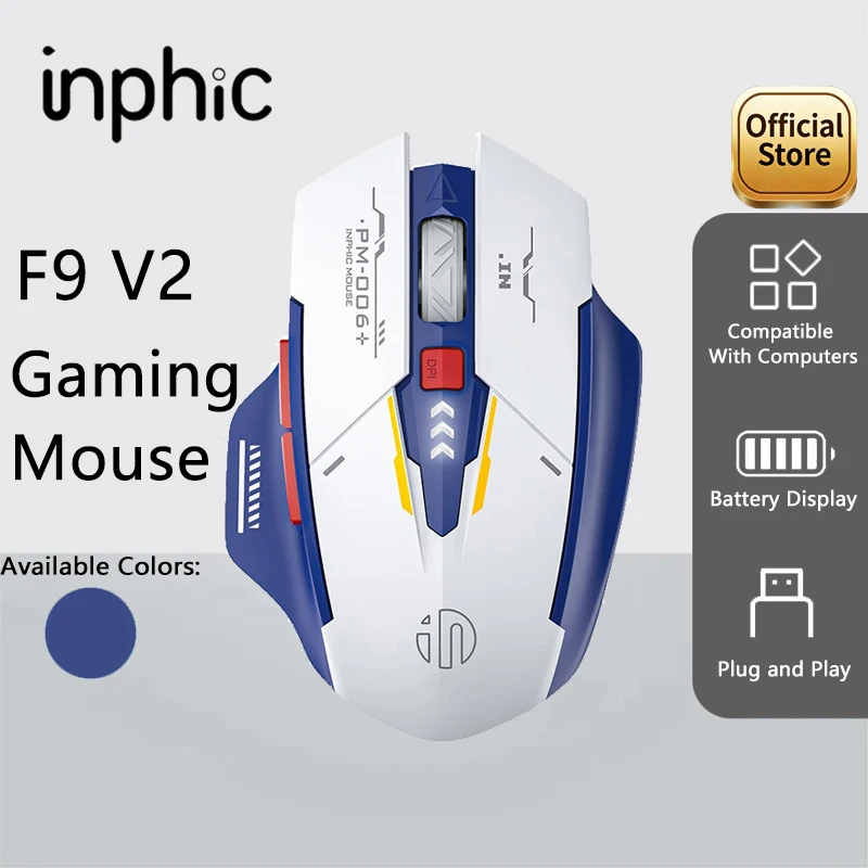 INPHIC F9 V2 Gaming Wireless Mouse Bluetooth 5.0 Wired 12800 DPI Type-C Charging Battery Monitor Suitable for PC Laptop Office
INPHIC F9 V2 Gaming Wireless Mouse Bluetooth 5.0 Wired 12800 DPI Type-C Charging Battery Monitor Suitable for PC Laptop Office
