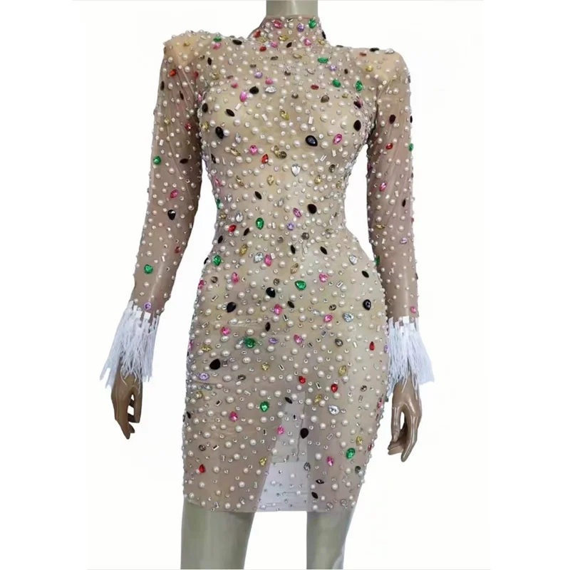 Women New Shining Multicolor Rhinestone Pearl Transparent Net Yarn Dress Women Sexy Prom Evening Celebrate Outfit Birthday Dress
Women New Shining Multicolor Rhinestone Pearl Transparent Net Yarn Dress Women Sexy Prom Evening Celebrate Outfit Birthday Dress