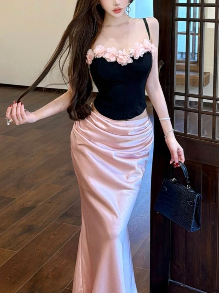 French Sexy Sweet Elegant Fashion 2 Piece Set Women Chic Flower Y2k Tops + Long Skirt Japanese Summer Party Club Skinny Outfits
French Sexy Sweet Elegant Fashion 2 Piece Set Women Chic Flower Y2k Tops + Long Skirt Japanese Summer Party Club Skinny Outfits