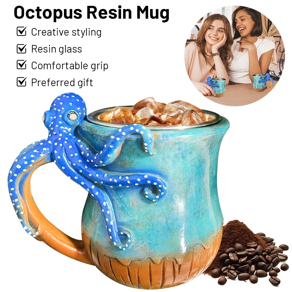 Creative Octopus Coffee Cup Stainless Steel Liner Resin Glass Gift for Home Office Octopus Resin Mug for Tea Coffee Drink
Creative Octopus Coffee Cup Stainless Steel Liner Resin Glass Gift for Home Office Octopus Resin Mug for Tea Coffee Drink