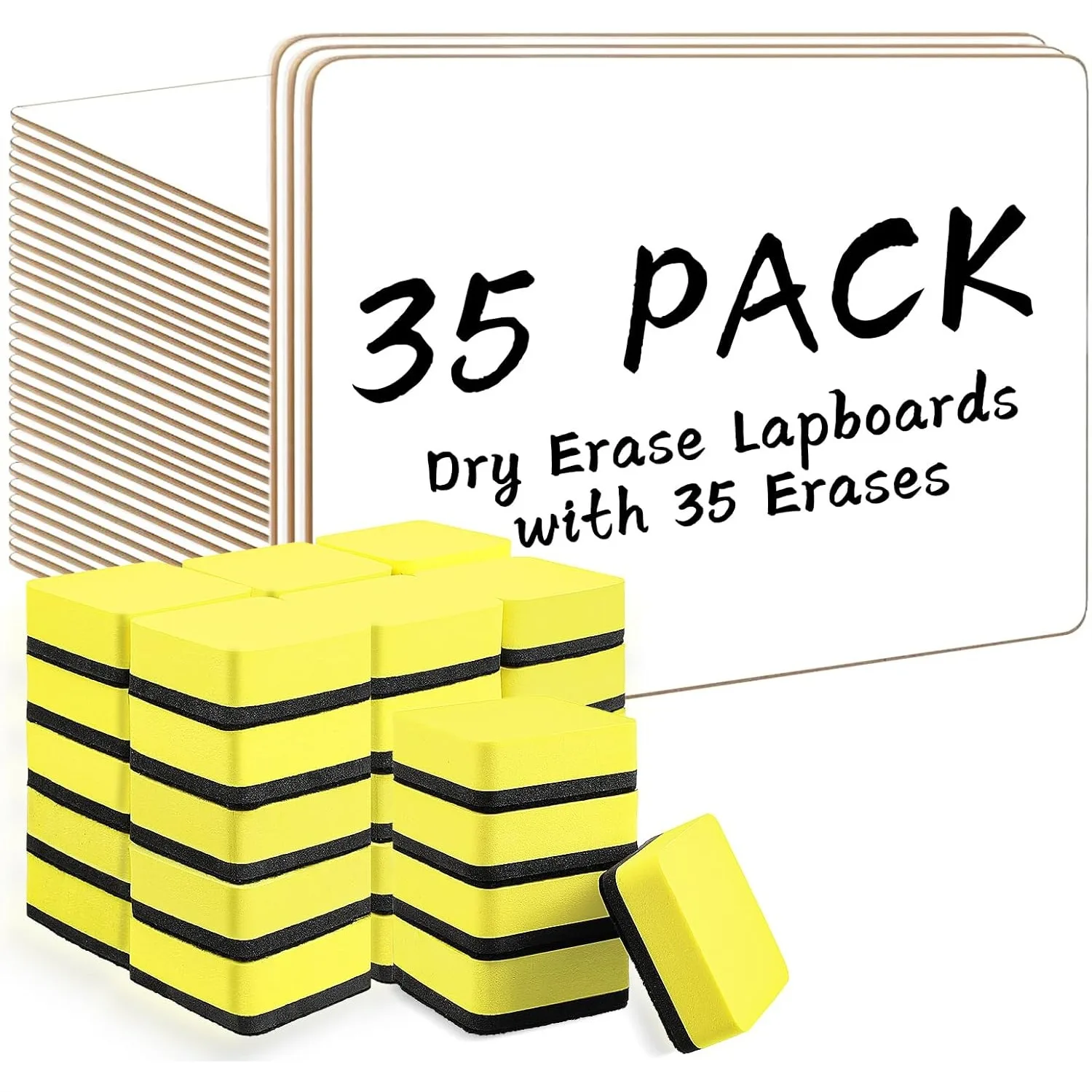 Dry Erase Lapboards 35 Pack Double Sided Small Whiteboards 9x12.5 Inch with Erasers for Classroom Teacher Supplies
Dry Erase Lapboards 35 Pack Double Sided Small Whiteboards 9x12.5 Inch with Erasers for Classroom Teacher Supplies