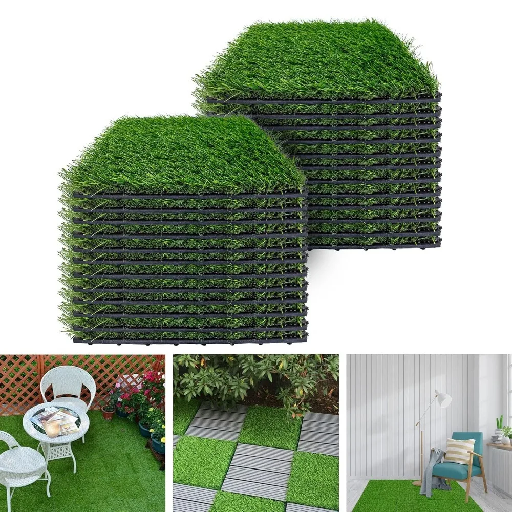Interlocking Fake Grass Deck Tiles 27PCS 12''x12'' Self-draining Mat 1.2" Grass Height Indoor Outdoor Green Lawn, Customized
Interlocking Fake Grass Deck Tiles 27PCS 12''x12'' Self-draining Mat 1.2" Grass Height Indoor Outdoor Green Lawn, Customized