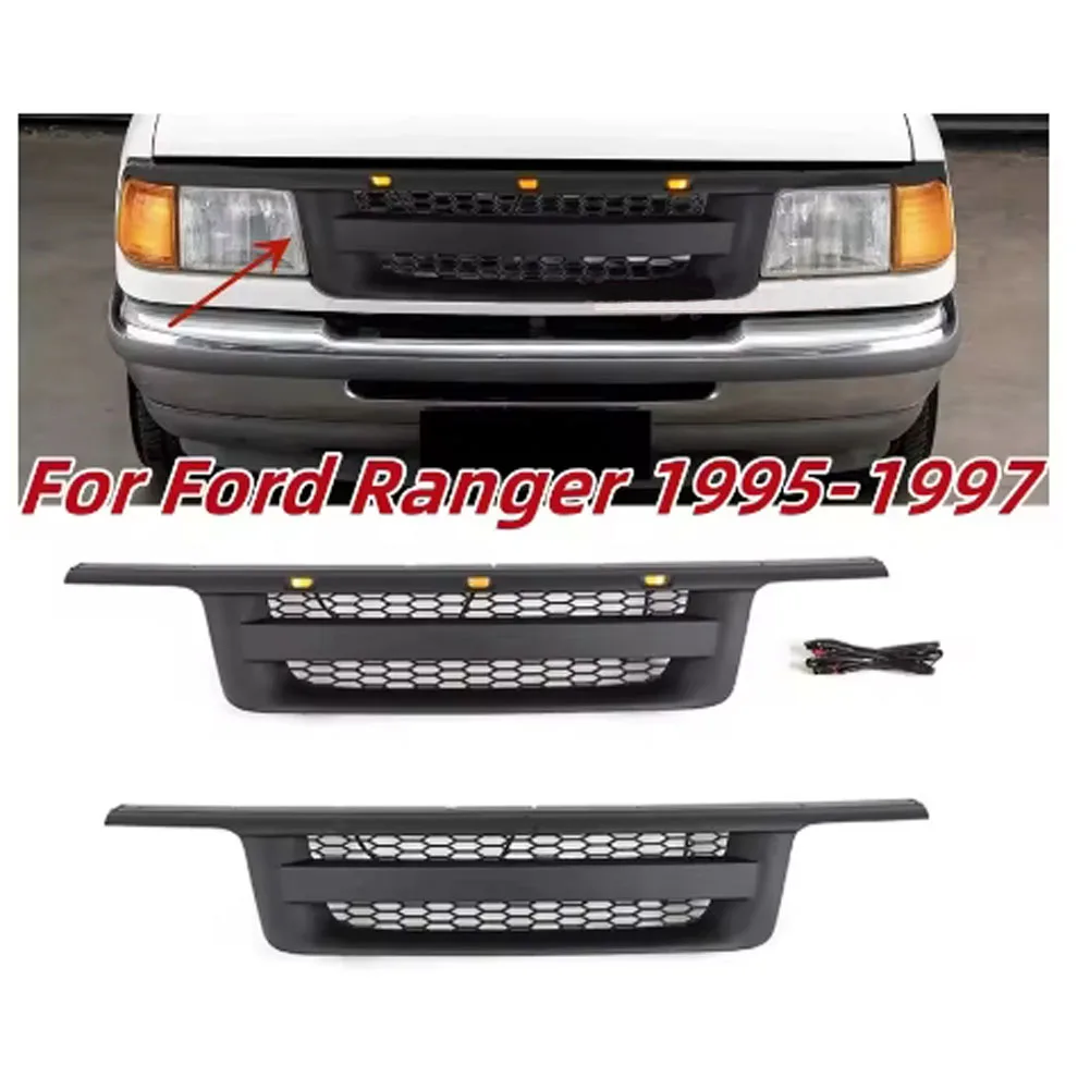 Car Front Racing Facelift Mesh Grille with LED Light For Ford Ranger 1995 1996 1997 ABS Front grille trim accessories
Car Front Racing Facelift Mesh Grille with LED Light For Ford Ranger 1995 1996 1997 ABS Front grille trim accessories