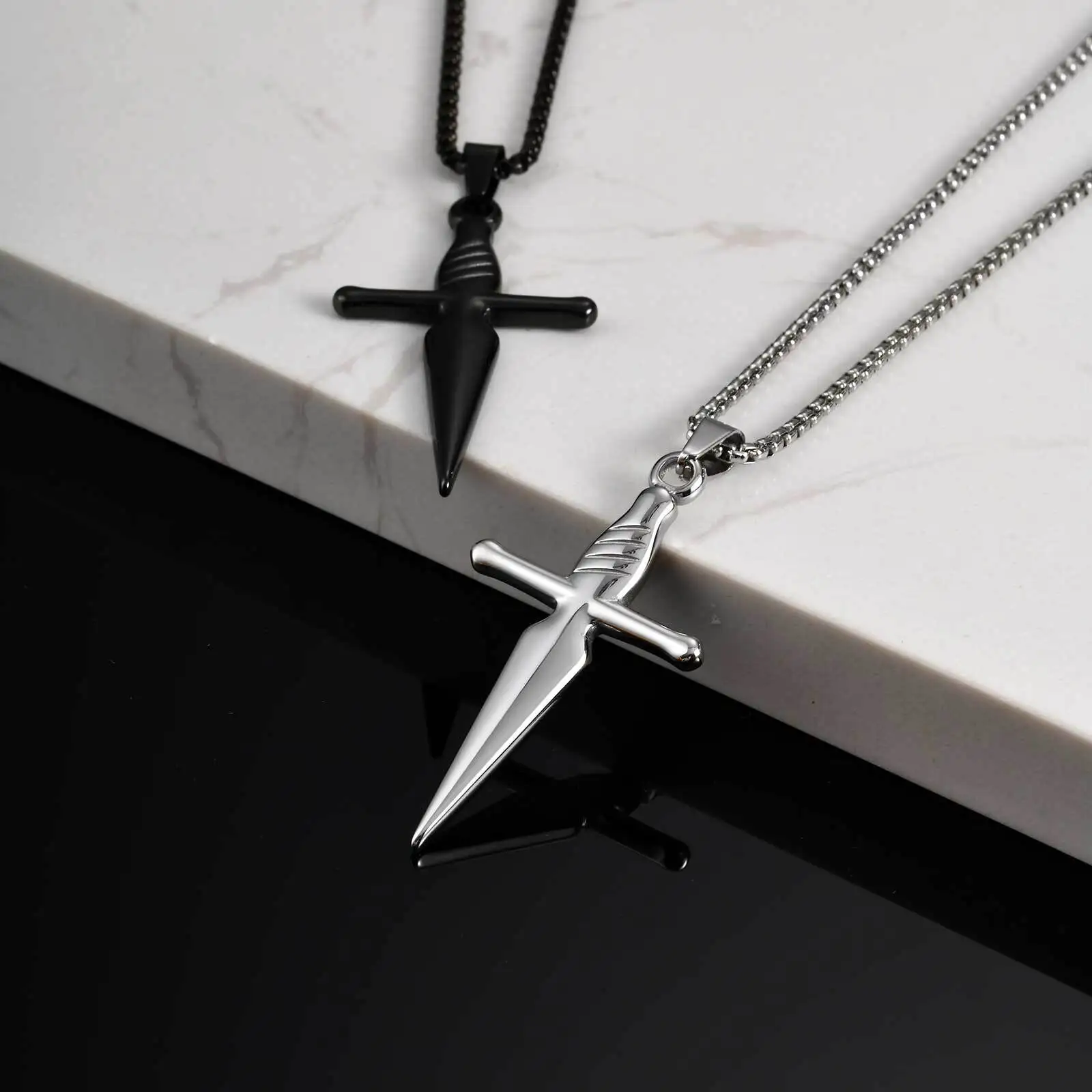 Men's Sword Cross Necklace,Short Sword Dagger Stainless Steel Pendant Necklace,Rock Punk Jewelry Gift
Men's Sword Cross Necklace,Short Sword Dagger Stainless Steel Pendant Necklace,Rock Punk Jewelry Gift