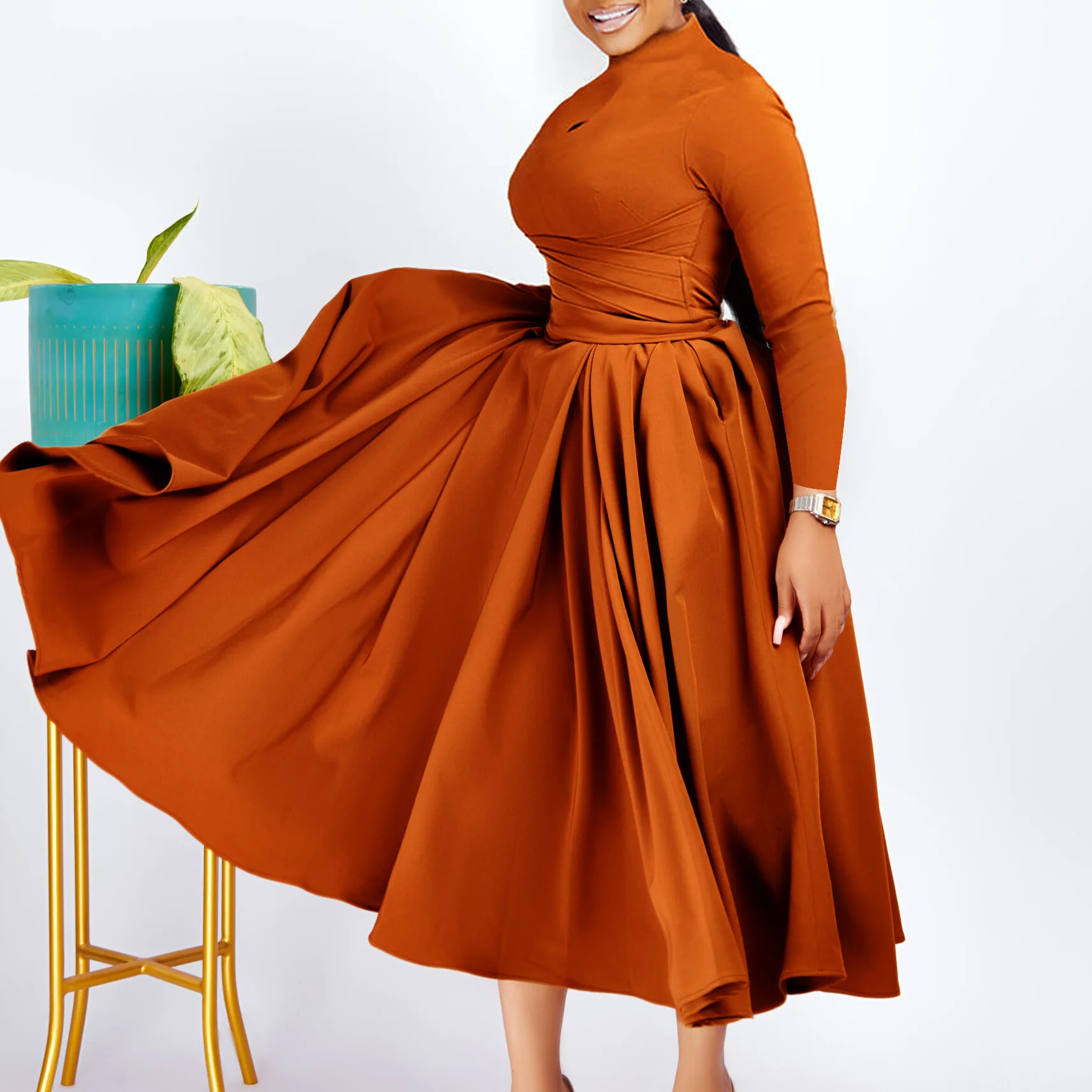 D3252 Women's New Fashionable Elegant Pleated Plus Size Flared Dress Women's Casual Dresses Maxi Clothing Femme Beach
D3252 Women's New Fashionable Elegant Pleated Plus Size Flared Dress Women's Casual Dresses Maxi Clothing Femme Beach