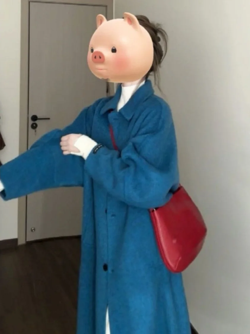 plus Size Blue Woolen Coat Women's Long Sve Knee-Length Korean Sle Loose Fit Ele Spring Autumn Outerwear
plus Size Blue Woolen Coat Women's Long Sve Knee-Length Korean Sle Loose Fit Ele Spring Autumn Outerwear