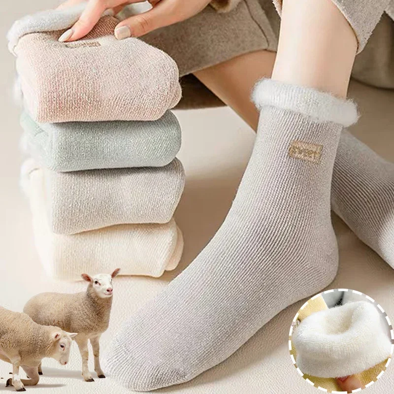 Women's Thicken Plush Socks Sweet Candy Color Thermal Sock Winter Warm Casual Mid Tube Stockings Floor Sleeping Snow Sox
Women's Thicken Plush Socks Sweet Candy Color Thermal Sock Winter Warm Casual Mid Tube Stockings Floor Sleeping Snow Sox
